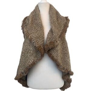 Love Token rabbit fur lined open front vest in size Medium
